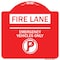 Signmission Fire Lane Emergency Vehicles W/ No Parking, Red & White Aluminum Sign, 18" x 18", RW-1818-24015 A-DES-RW-1818-24015 - alternate 1